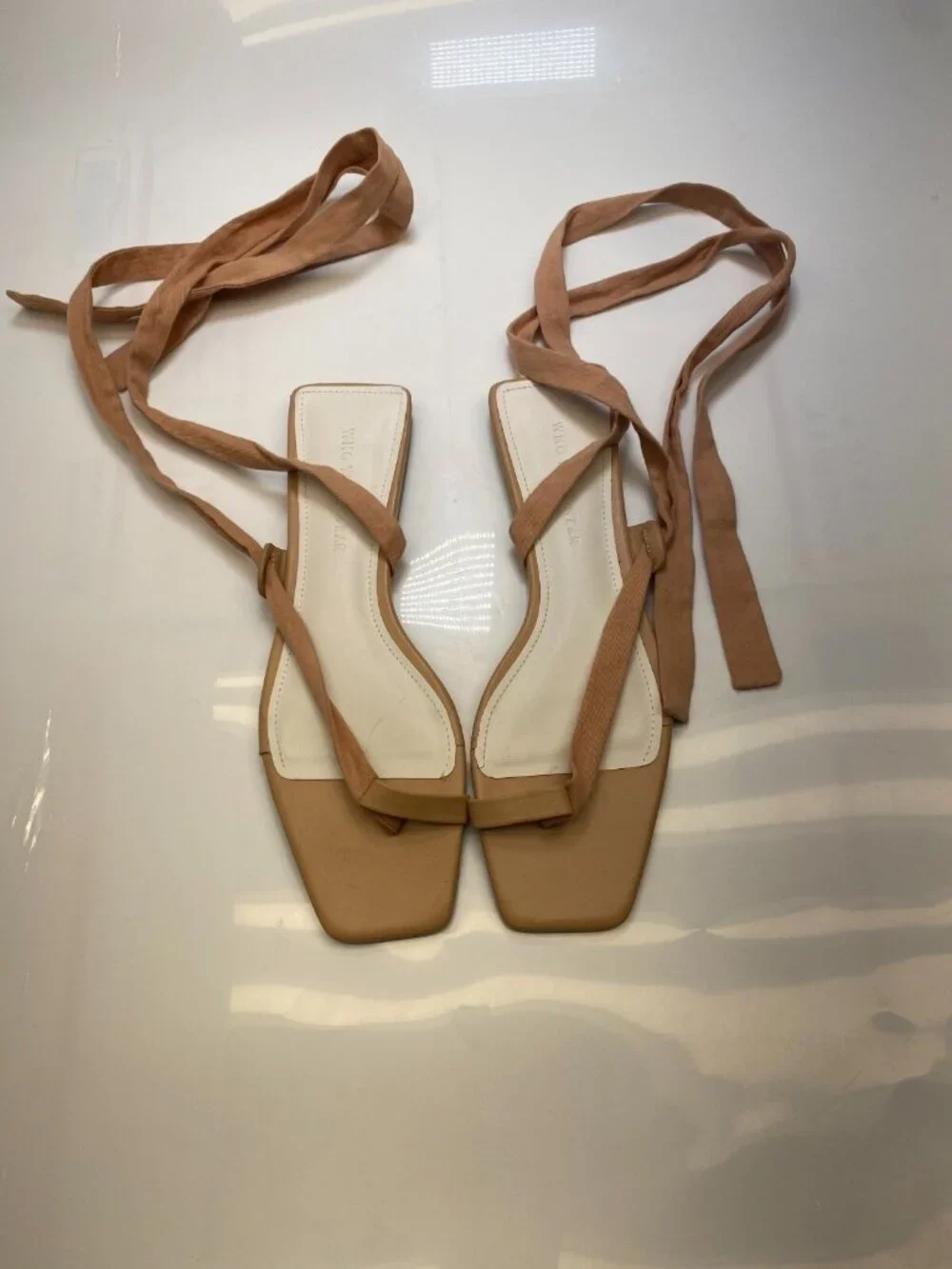 Who What Wear Women's Square Toe Strappy Nude Sandal Sz 8.5